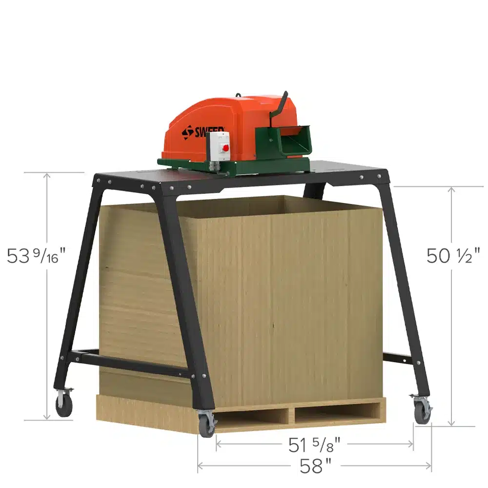 Dimensions for SWEED Model 450 DDX scrap chopper gaylord stand
