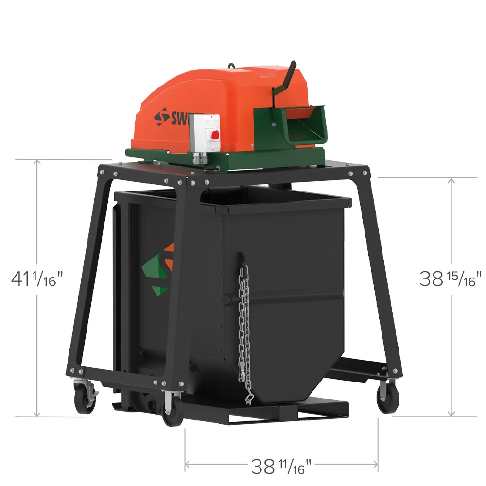 Dimensions for SWEED Model 450 DDX scrap chopper hopper stand