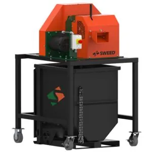 SWEED Model 510 XHD industrial scrap chopper for high-volume steel banding and metal recycling